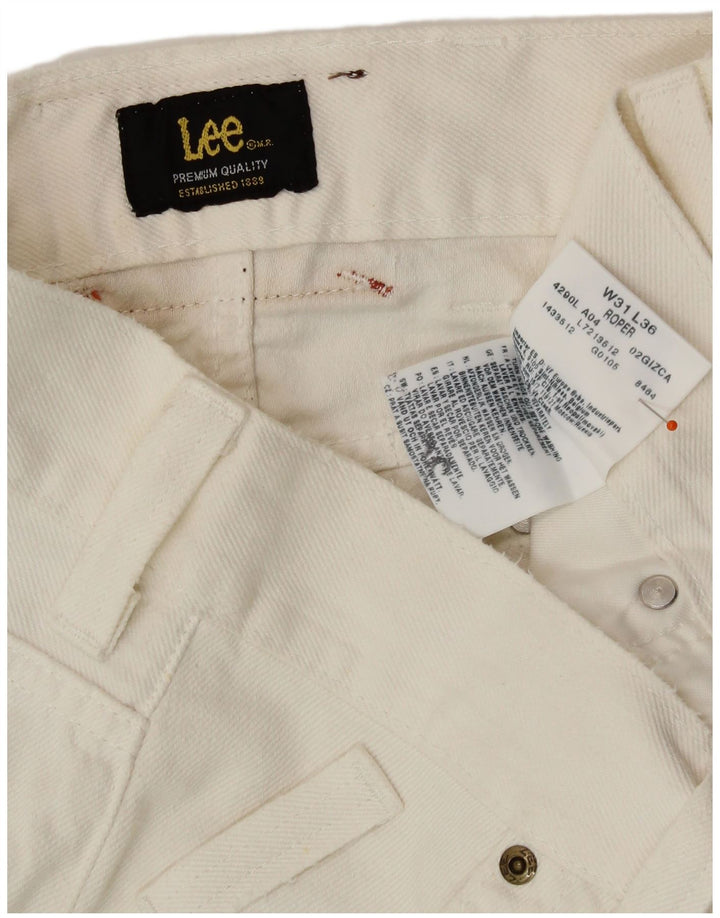 LEE Herre Roper Straight Jeans W31 L30 Hvid Bomuld