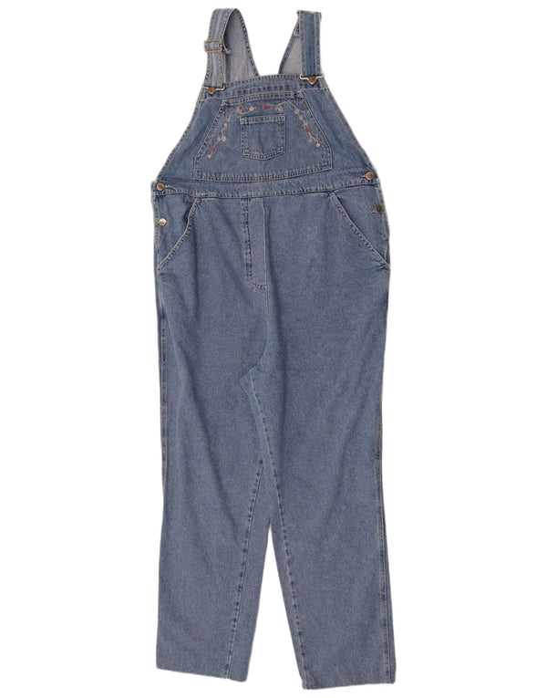 Vintage Womens Dungarees Jeans W36 L28 Blue Floral Cotton