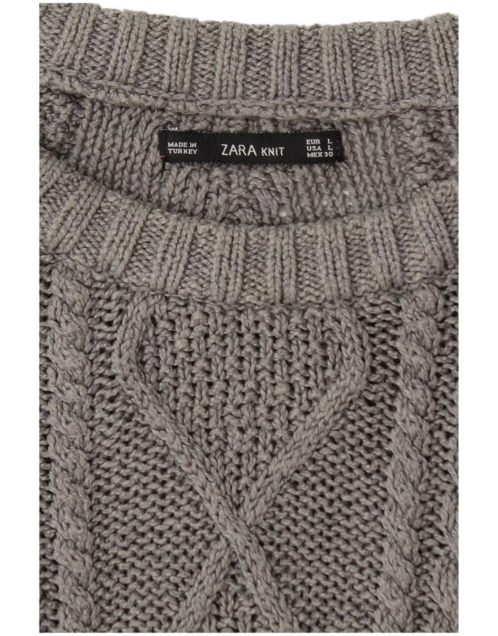 Zara Womens Boat Neck Jumper Sweater UK 14 Large Grey