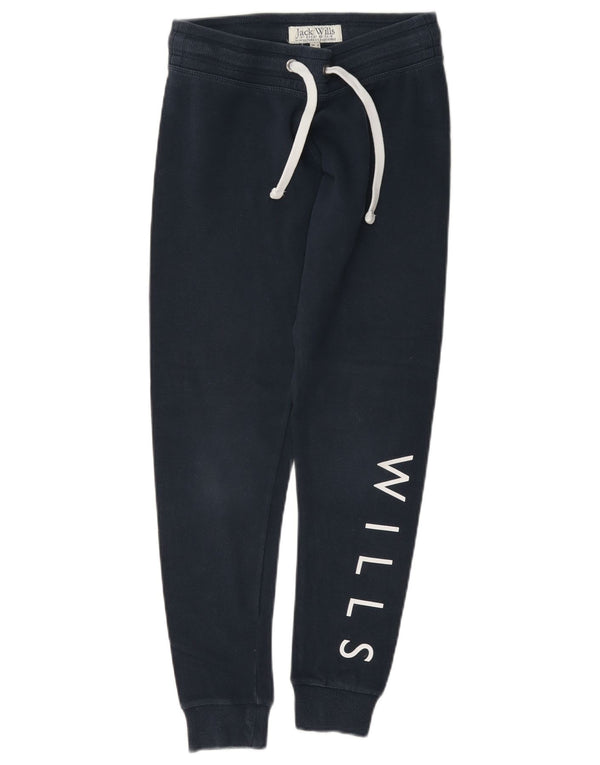 Jack Wills Womens Graphic Tracksuit Trousers Joggers UK 8 Small Navy Blue