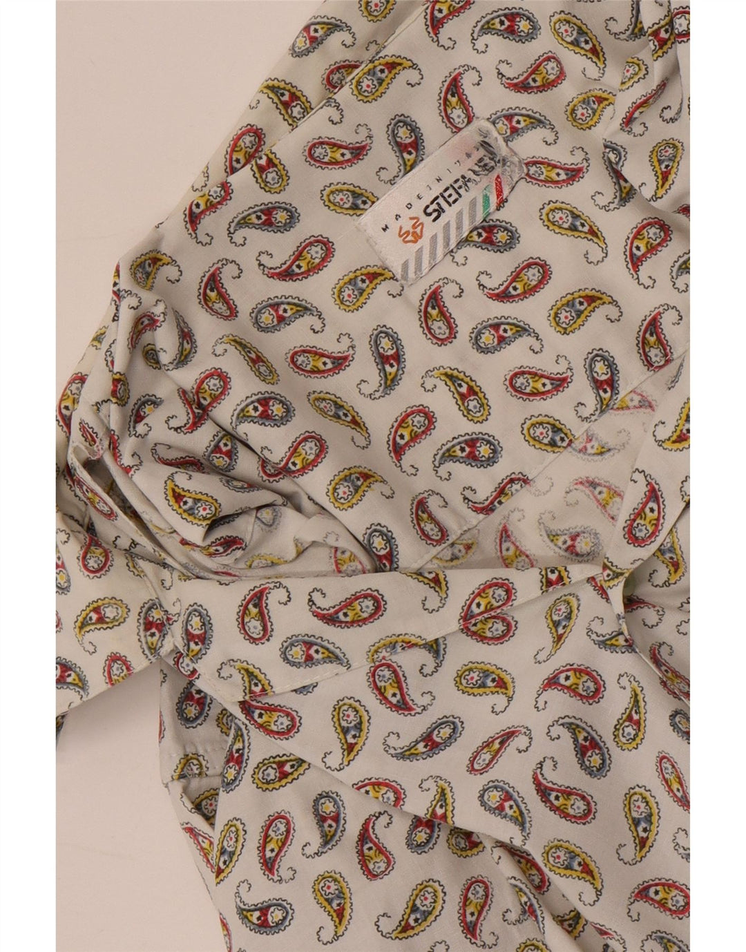 Stefanel Chemise à manches courtes pour homme Grand motif cachemire blanc