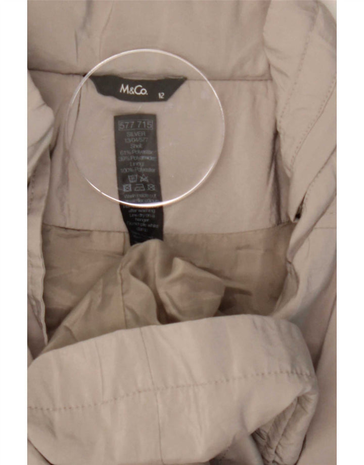 M&Co Womens Hooded Parka Jacket UK 12 Medium Grey Polyester