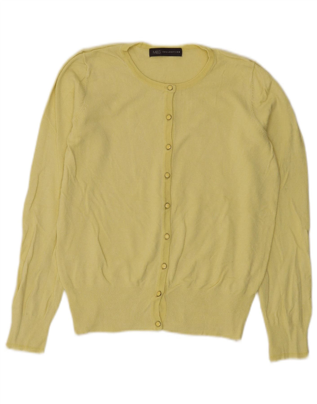 Marks & Spencer Womens Cardigan Sweater UK 8 Small  Yellow Viscose