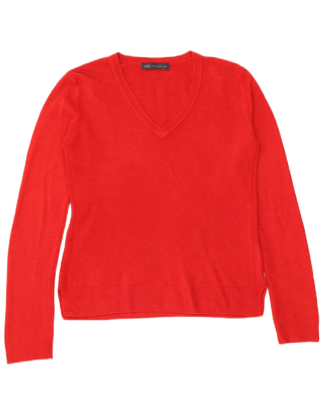 Marks & Spencer Dame V-hals sweater UK 8 Lille rød akryl