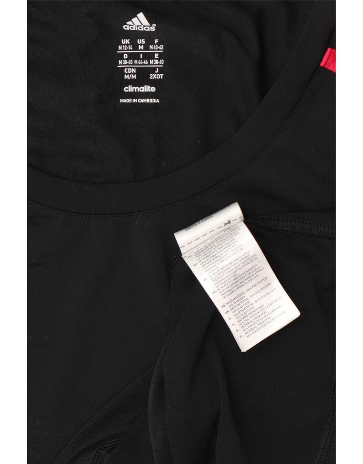 Adidas Climalite T-Shirt Top UK 12/14 Moyen Noir Polyester