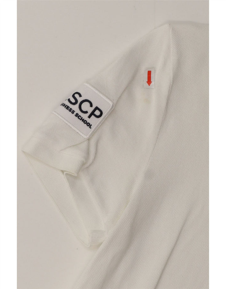 LACOSTE Womens Regular Fit Polo Shirt Size 34 Small White Cotton