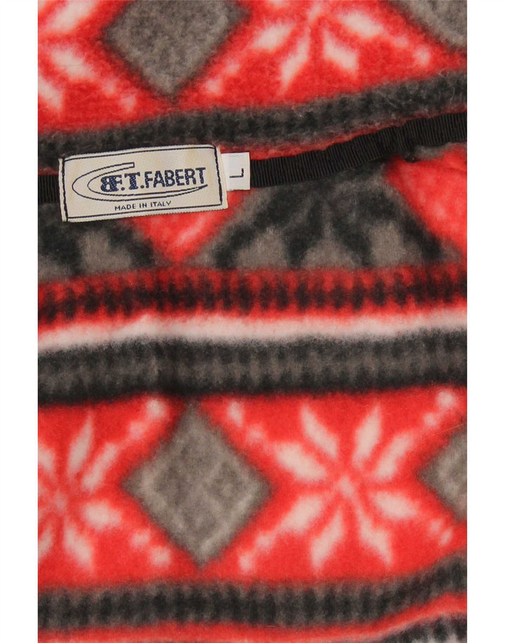 Vintage Mens Fleece Jacket UK 40 Large Red Fair Isle