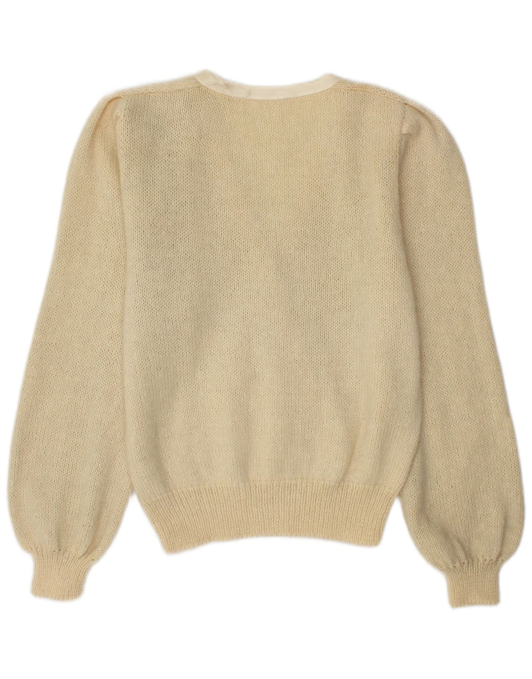Vintage Womens V-Neck Jumper Sweater UK 14 Medium Beige