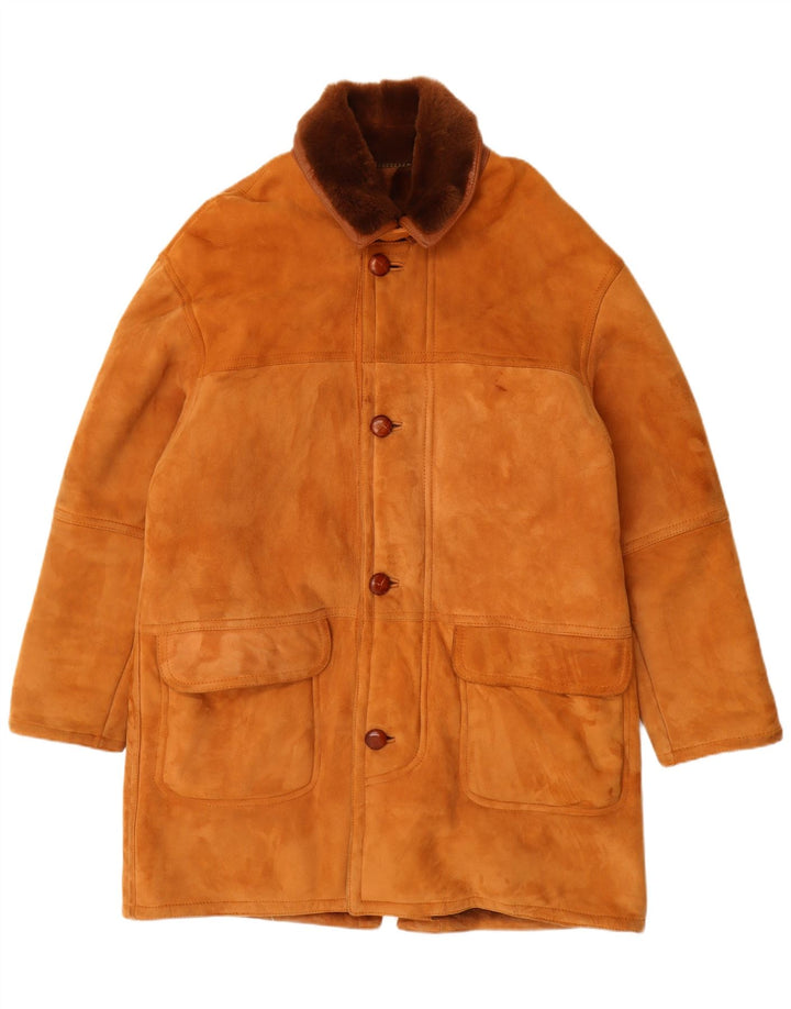 Cleiren Mens Shearling Overcoat IT 50 Large Beige Shearling