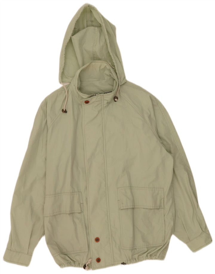 Vintage Mens Hooded Bomber Jacket UK 42 XL Green Polyester