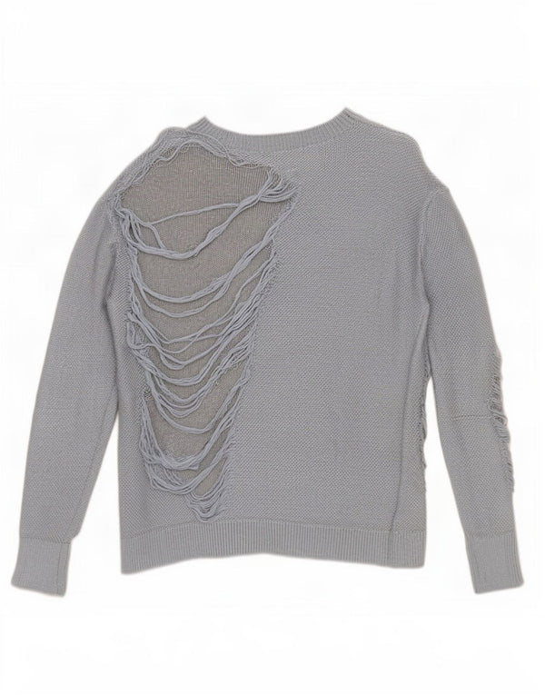 Zara Pull surdimensionné à col bateau pour femme en détresse UK 10 Petit Bleu
