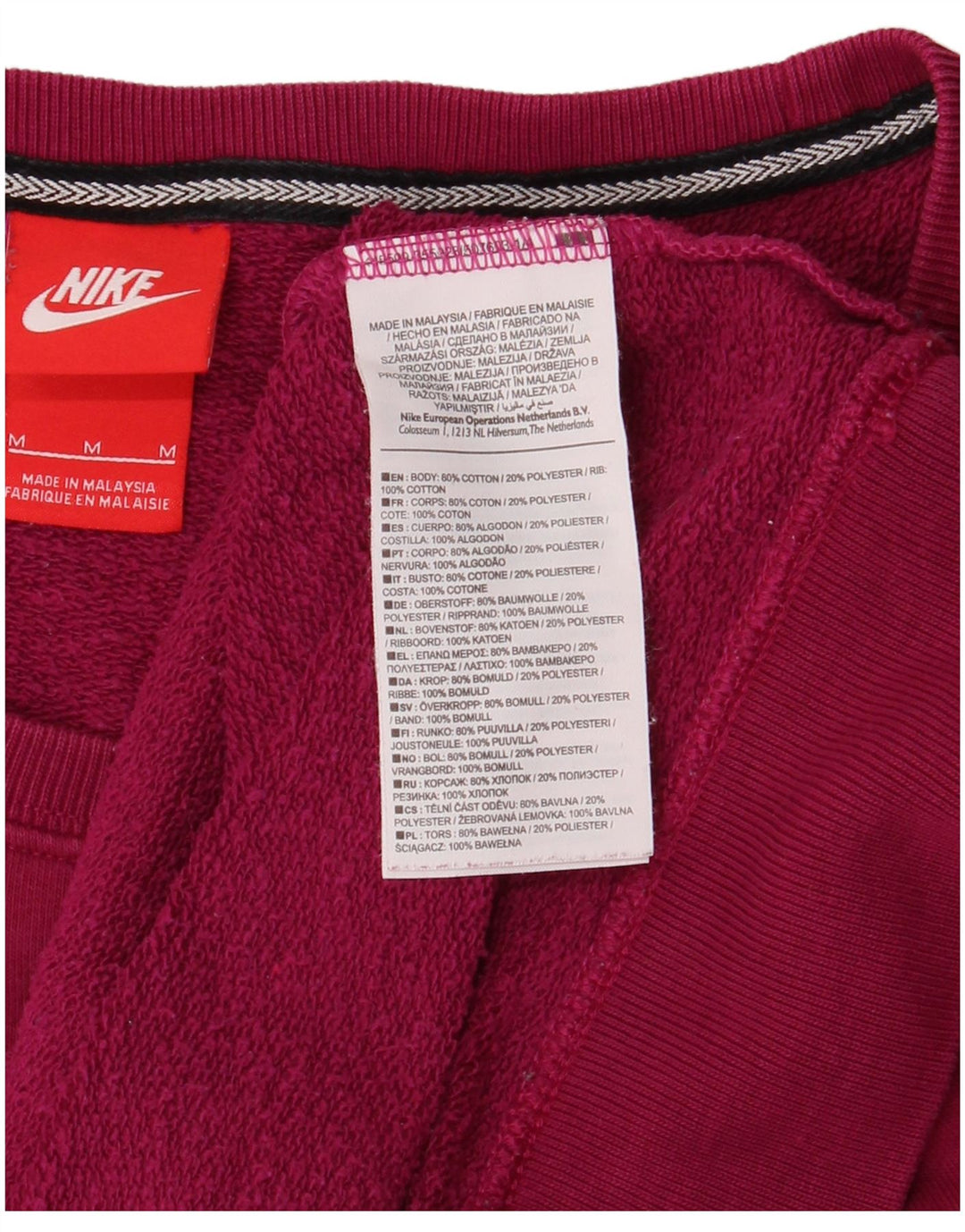 Felpa con grafica Nike da donna, maglione UK 14, cotone rosa medio