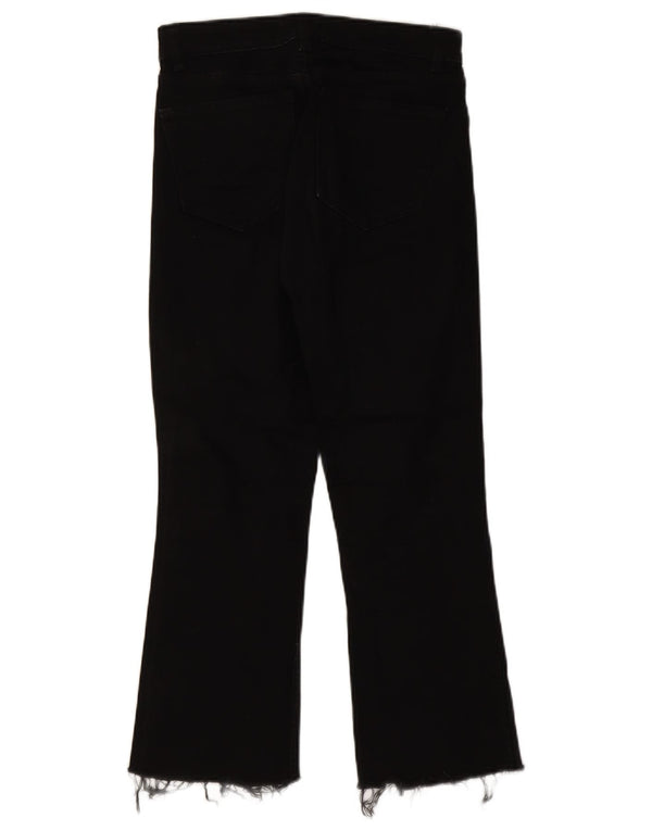 Zara Womens High Waist Crop Bootcut Jeans EU 38 Small W28 L25 Black Bomuld
