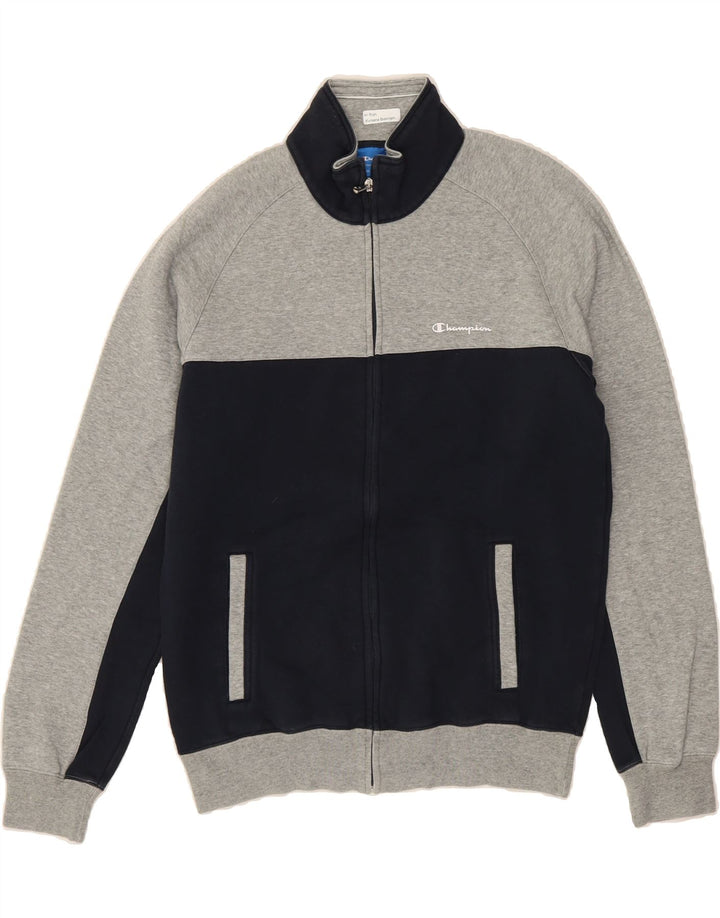 CHAMPION Mens Tracksuit Top Jacket Large Grey Colourblock Cotton Vintage Champion and Second-Hand Champion from Messina Hembry 