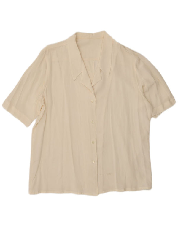 Camicetta vintage da donna a maniche corte UK 18 XL bianco sporco