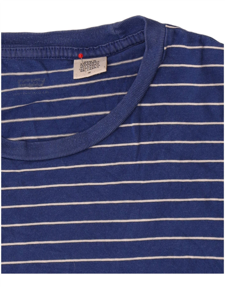 Levi's Mens T-Shirt Top Medium Blue Striped Cotton