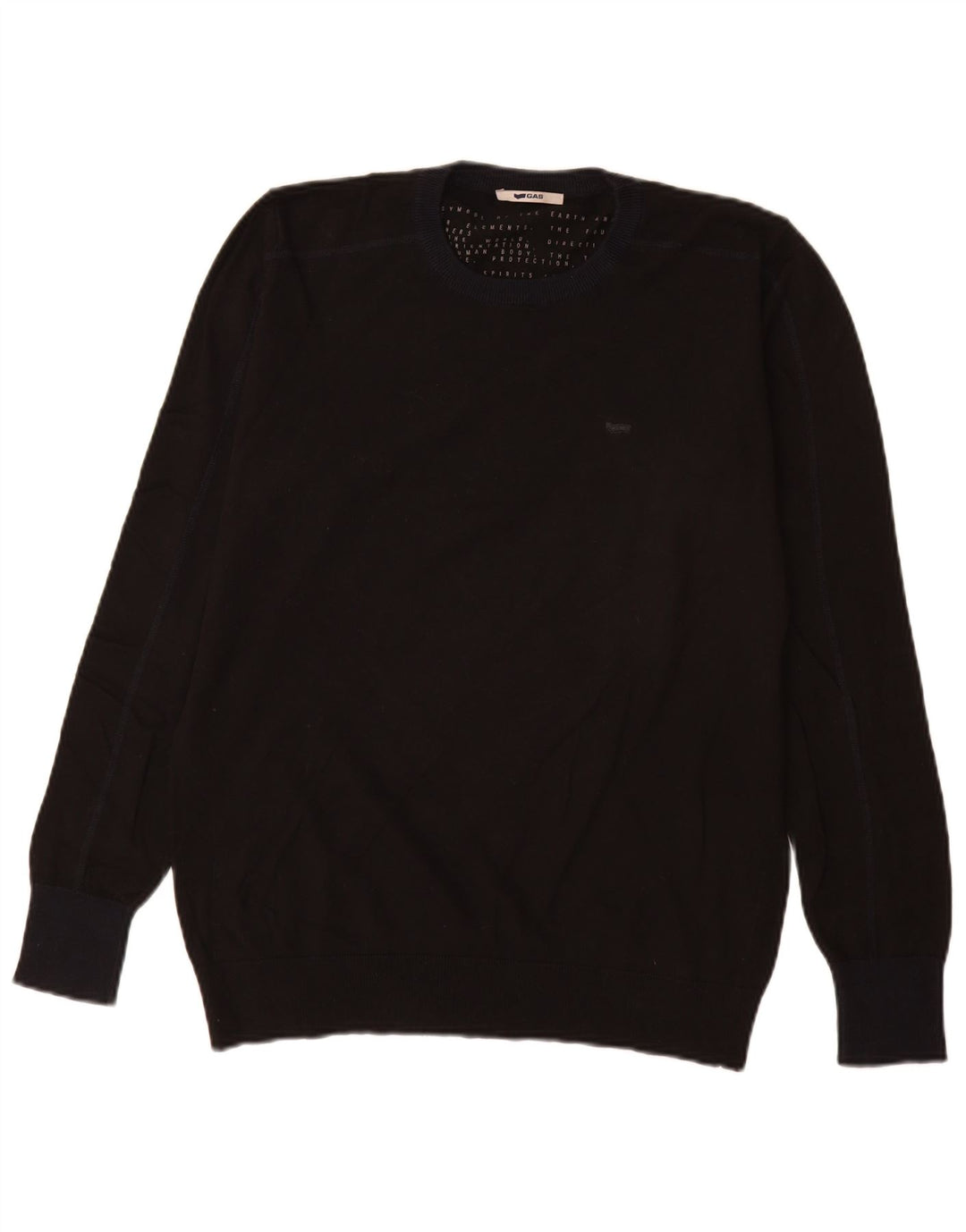 Gas Herre Crew Neck Jumper Sweater Medium Sort Bomuld
