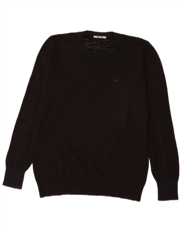 Gas Herre Crew Neck Jumper Sweater Medium Sort Bomuld