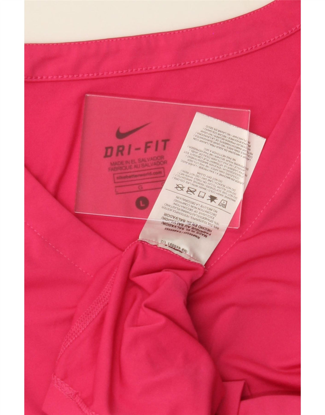 NIKE Womens Dri Fit T-Shirt Top UK 14 Large Pink Polyester Vintage Nike and Second-Hand Nike from Messina Hembry 