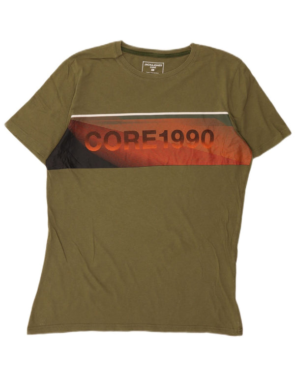 Jack & Jones Mens Graphic T-Shirt Top XL Khaki Cotton
