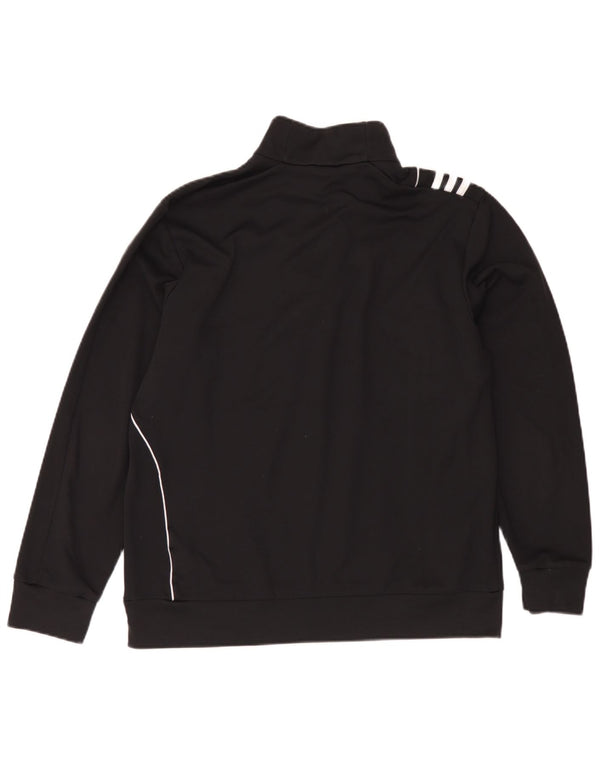 Adidas Mens Zip Neck Sweatshirt Jumper UK 42/44 Large Black Polyester