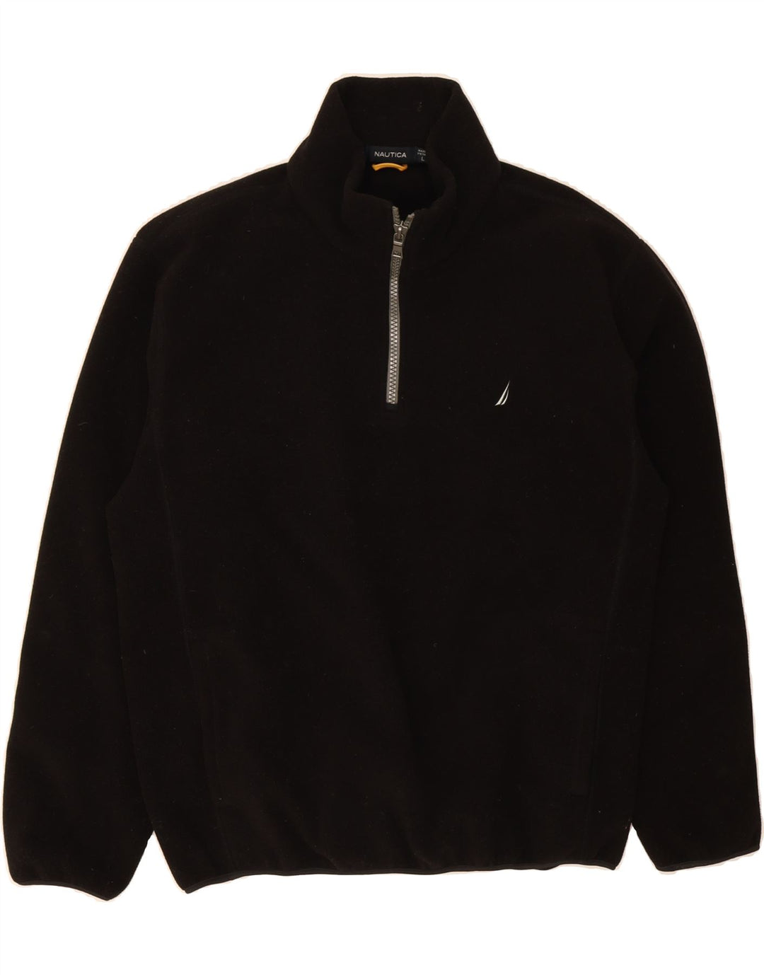 NAUTICA Mens Zip Neck Fleece Jumper Large Black Colourblock Polyester Vintage Nautica and Second-Hand Nautica from Messina Hembry 