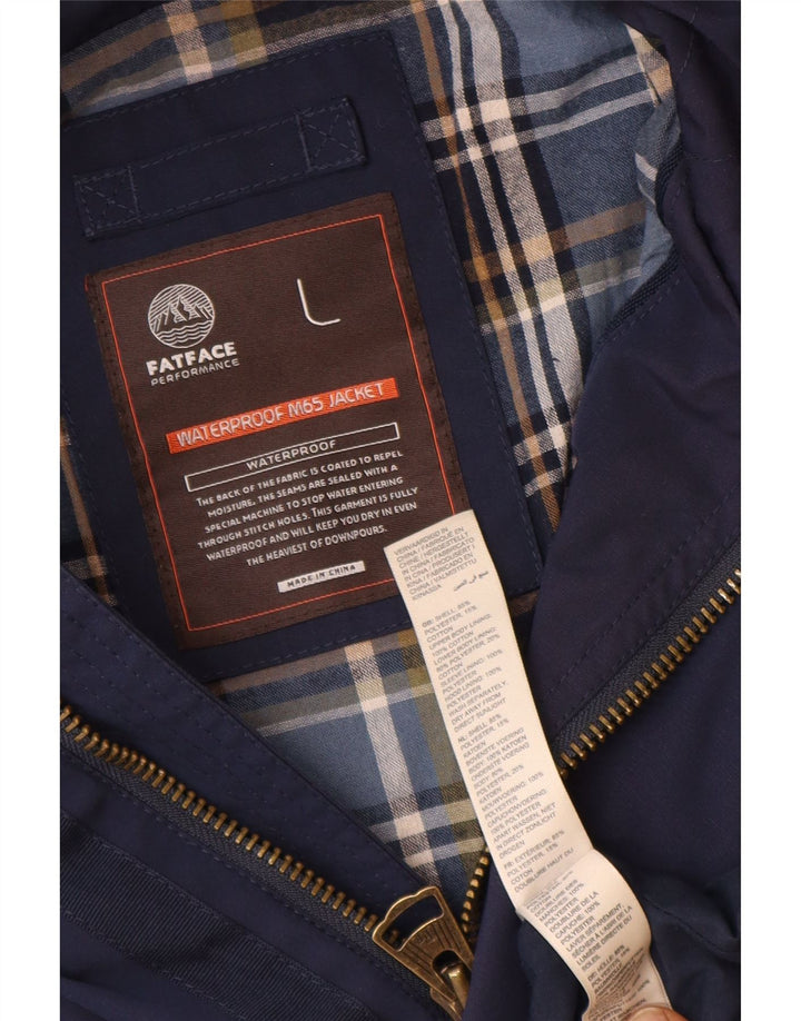 Fat Face Mens Hooded Utility Jacket UK 40 Large Navy Blue Polyester