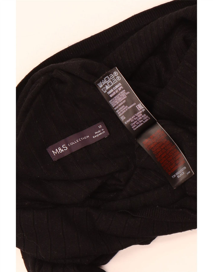 Marks & Spencer Dame Crop Turtle Neck Jumper Sweater UK 12 Medium Black