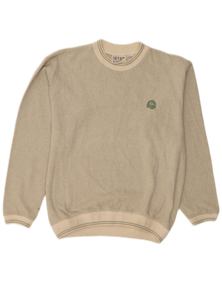Vintage Mens Sweatshirt Jumper Large Beige Cotton
