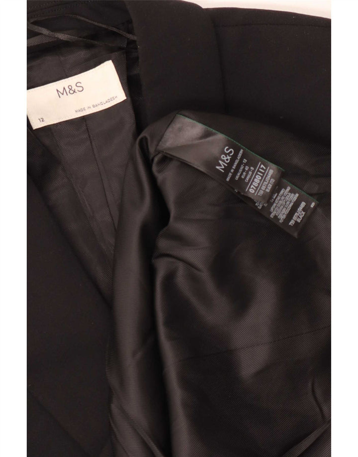 Giacca blazer a 1 bottone Marks & Spencer da donna UK 12 poliestere nero medio