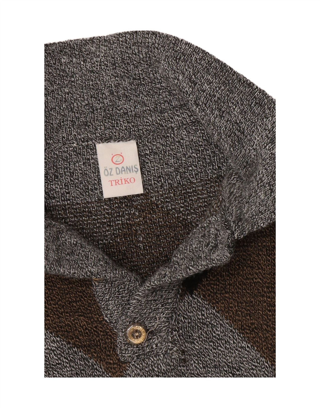 Vintage Mens Polo Neck Jumper Sweater Large Grey Argyle/Diamond