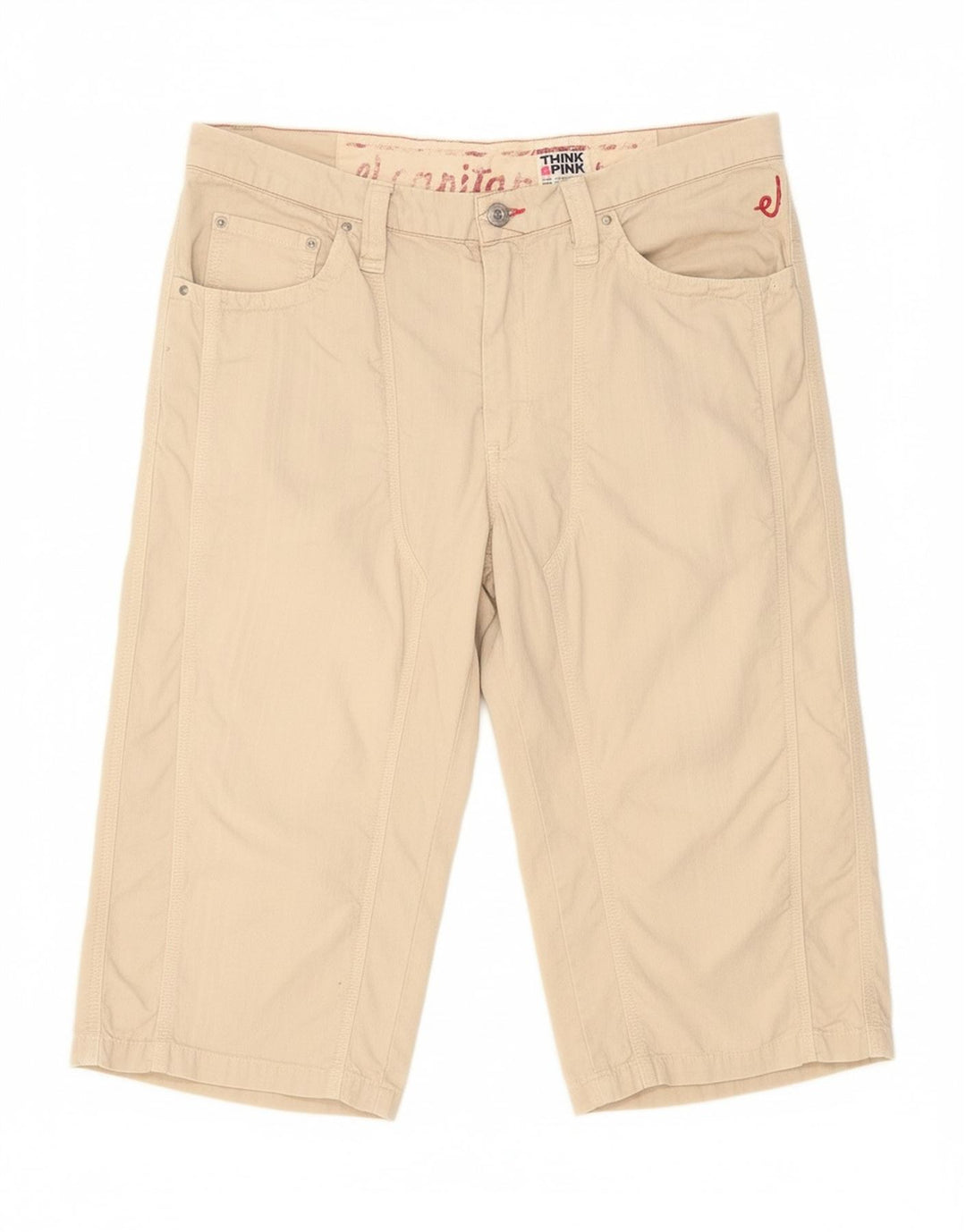 THINK PINK Mens Bermuda Shorts IT 50 Large W34  Beige Cotton