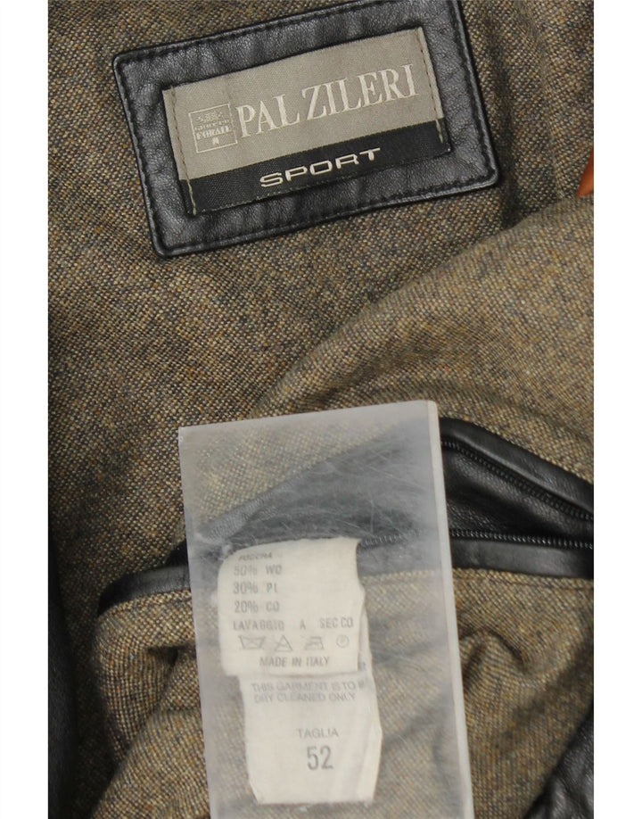 Pal Zileri Mens Leather Coat IT 52 XL Black Leather