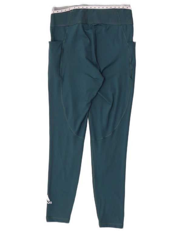 Adidas Womens Graphic Leggings UK 12/14 Médio Verde Colorblock Poliéster