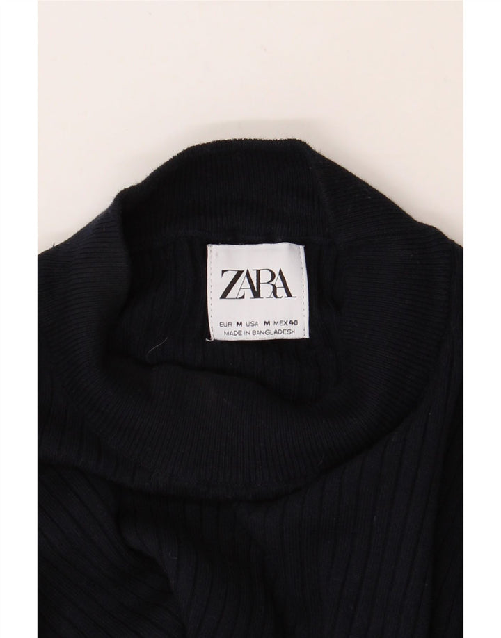 ZARA Womens Turtle Neck Jumper Sweater UK 12 Medium Navy Blue Vintage Zara and Second-Hand Zara from Messina Hembry 