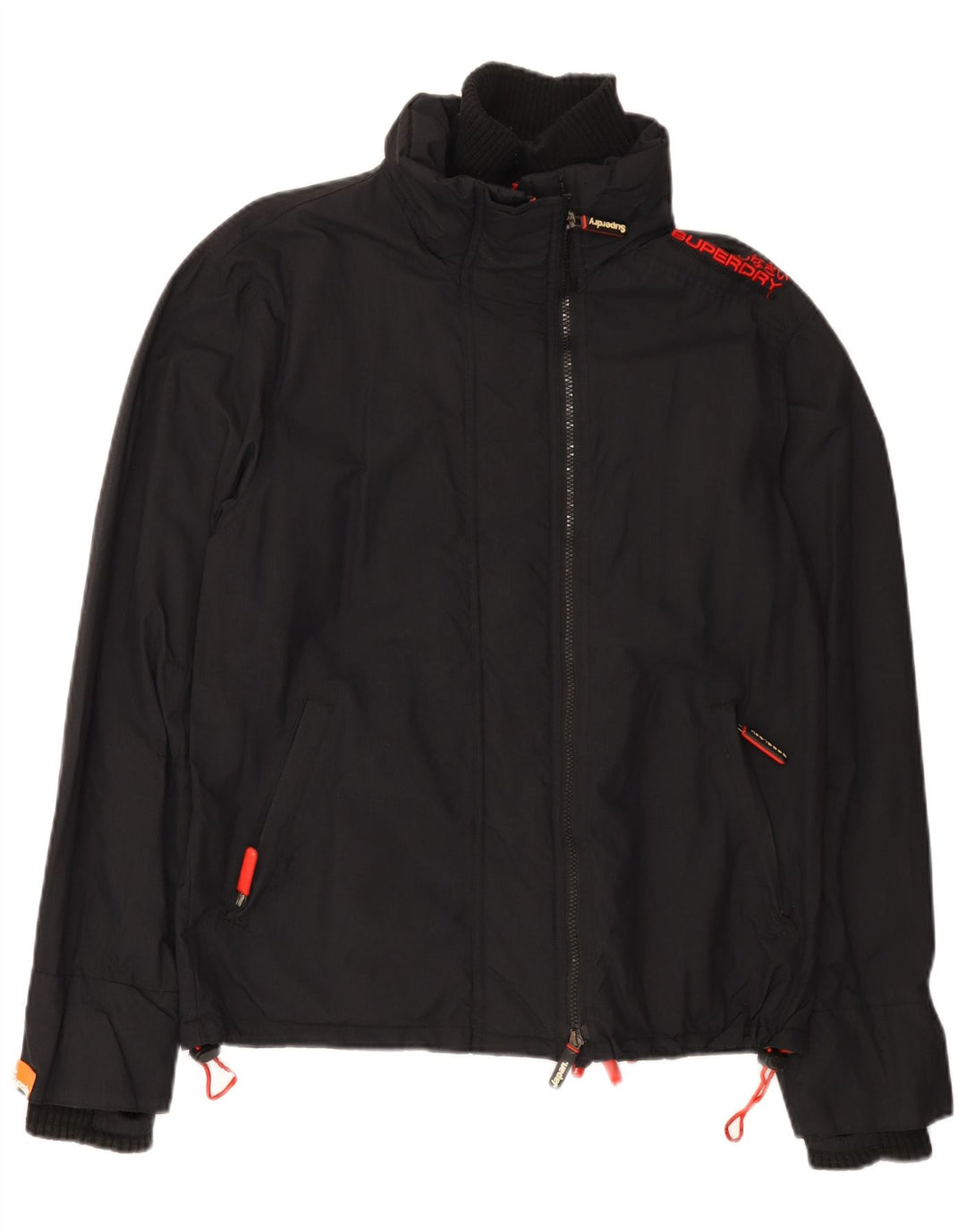Superdry Womens Windcheater Graphic Windbreaker Jacket UK 16 Large Black