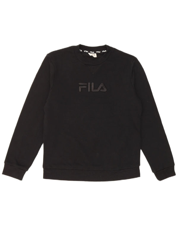 Fila moletom gráfico feminino jumper UK 10 pequeno algodão preto