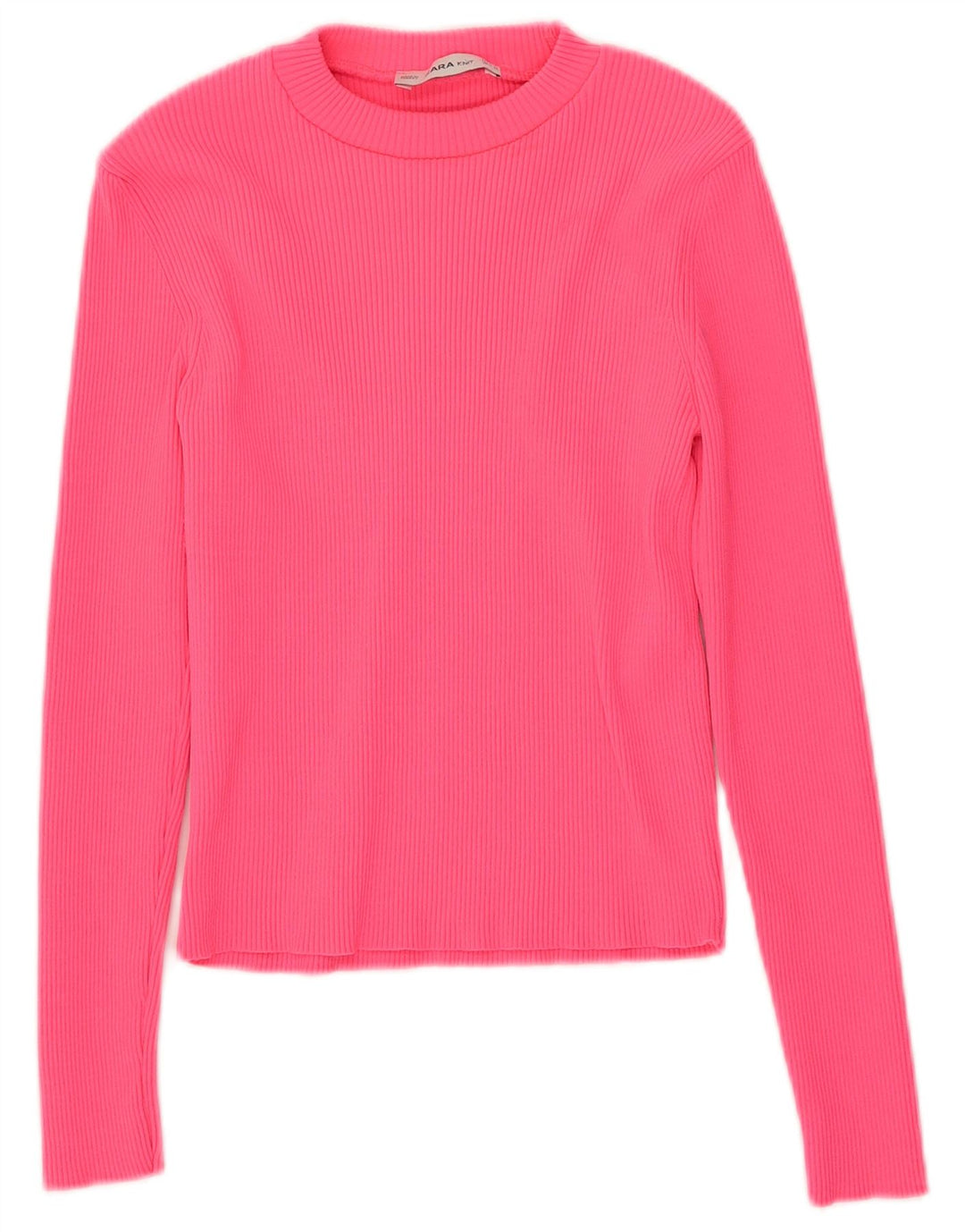 Zara Womens Crop Top Long Sleeve UK 8 Small Pink Polyamide