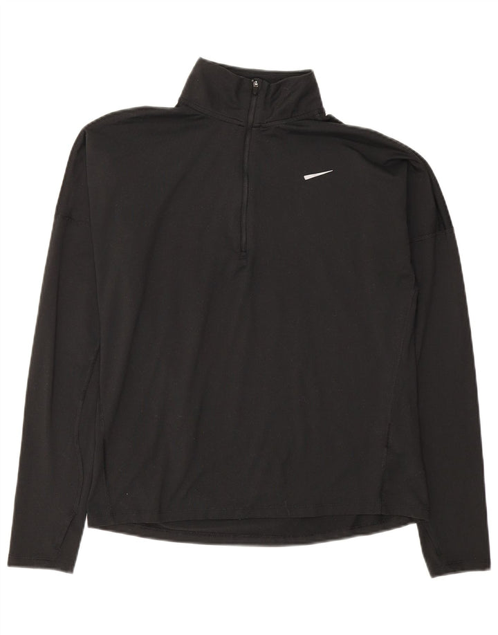 Nike Womens Dri Fit Zip Neck Pullover Tracksuit Top UK 10 Small Black