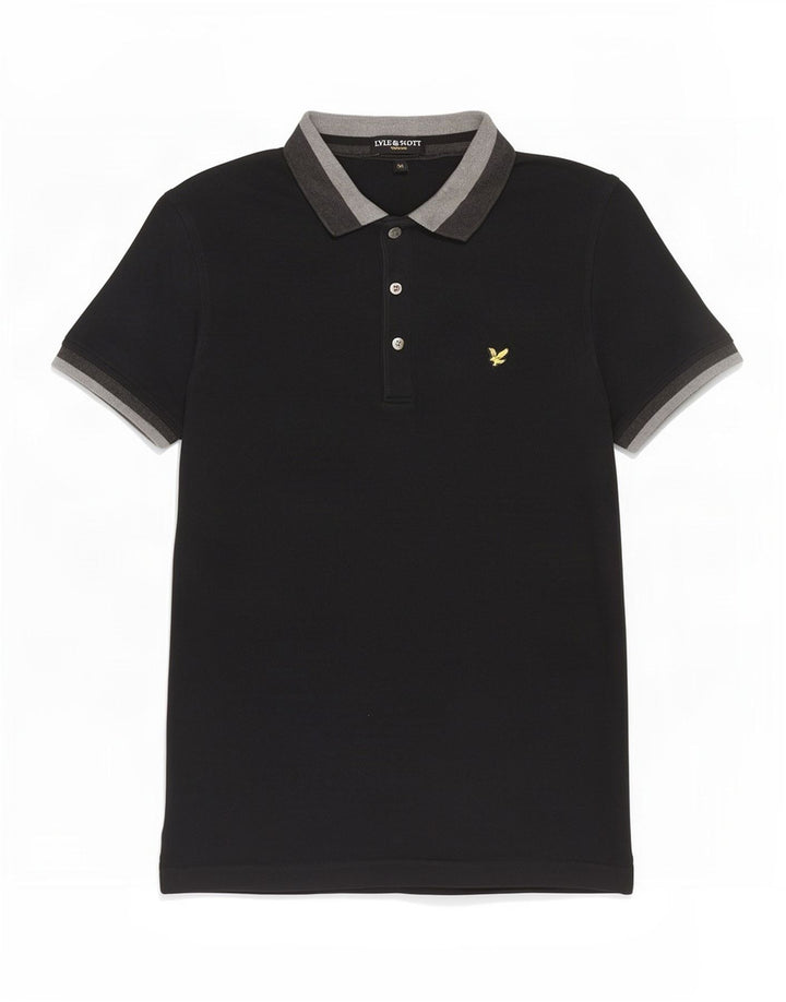 Lyle & Scott Herren-Poloshirt aus mittelschwarzer Colourblock-Baumwolle