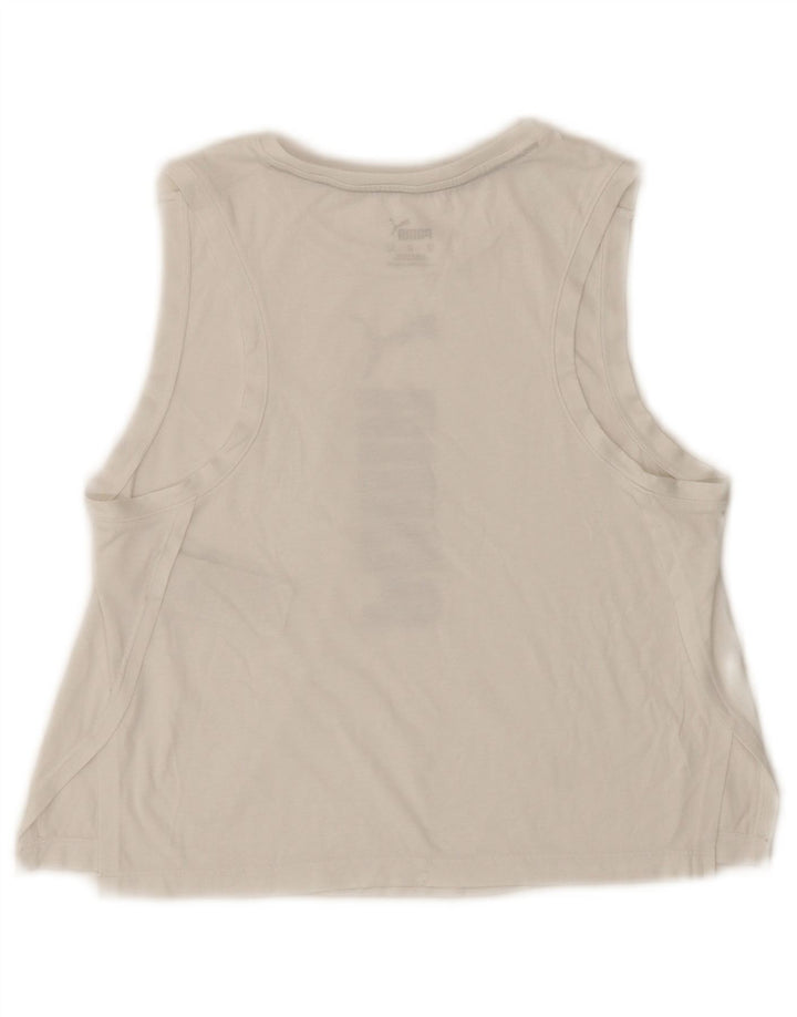 Puma Womens Crop Graphic Vest Top UK 6 XS White Polyester