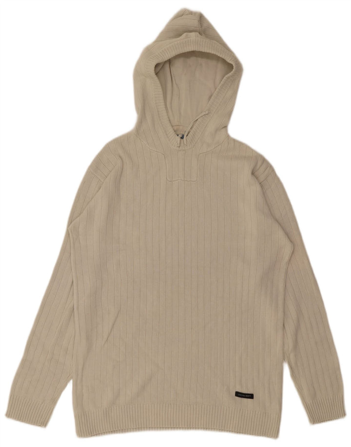 LEVI'S Mens Hooded Jumper Sweater Medium Beige Cotton
