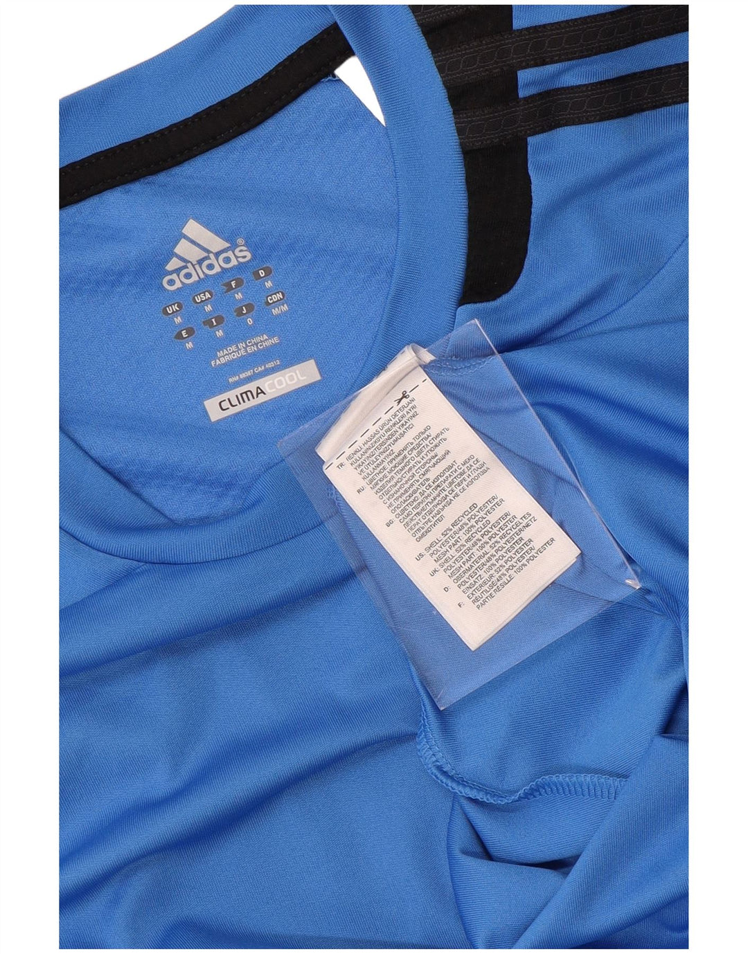 ADIDAS Mens Climacool T-Shirt Top Medium Blue Colourblock Polyester