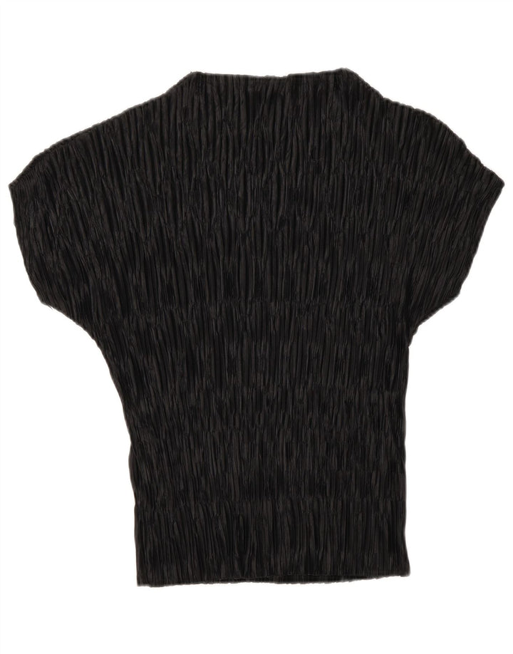 Zara Womens Blouse Top UK 10 Small Black Striped Polyester