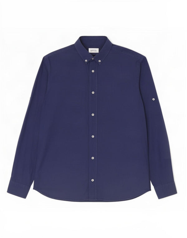 Zara Mens Relaxed Fit Shirt Small Navy Blue