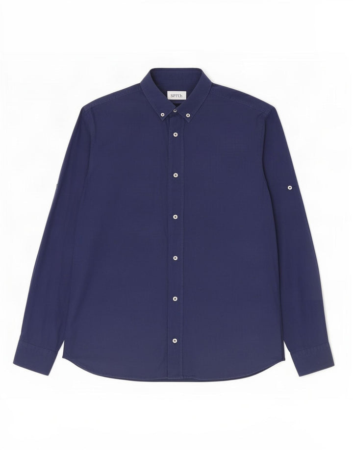 Zara Mens Relaxed Fit Shirt Small Navy Blue