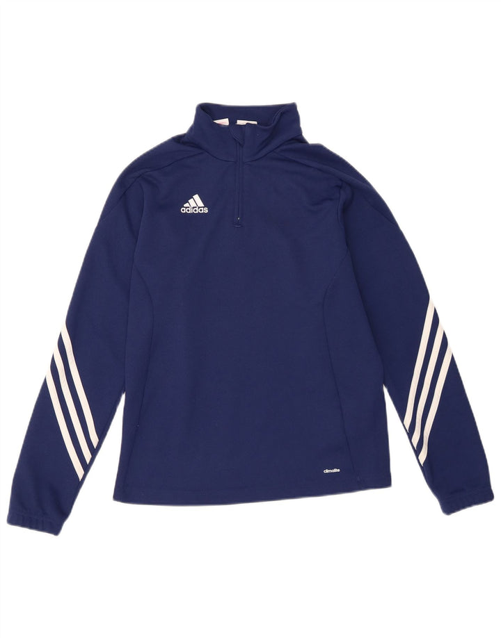 Adidas Boys Climalite Pullover Tracksuit Top 11-12 Years Large Navy Blue