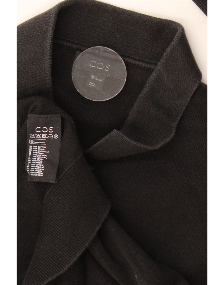 Cos Mens Long Sleeve Polo Shirt Medium Black Cotton