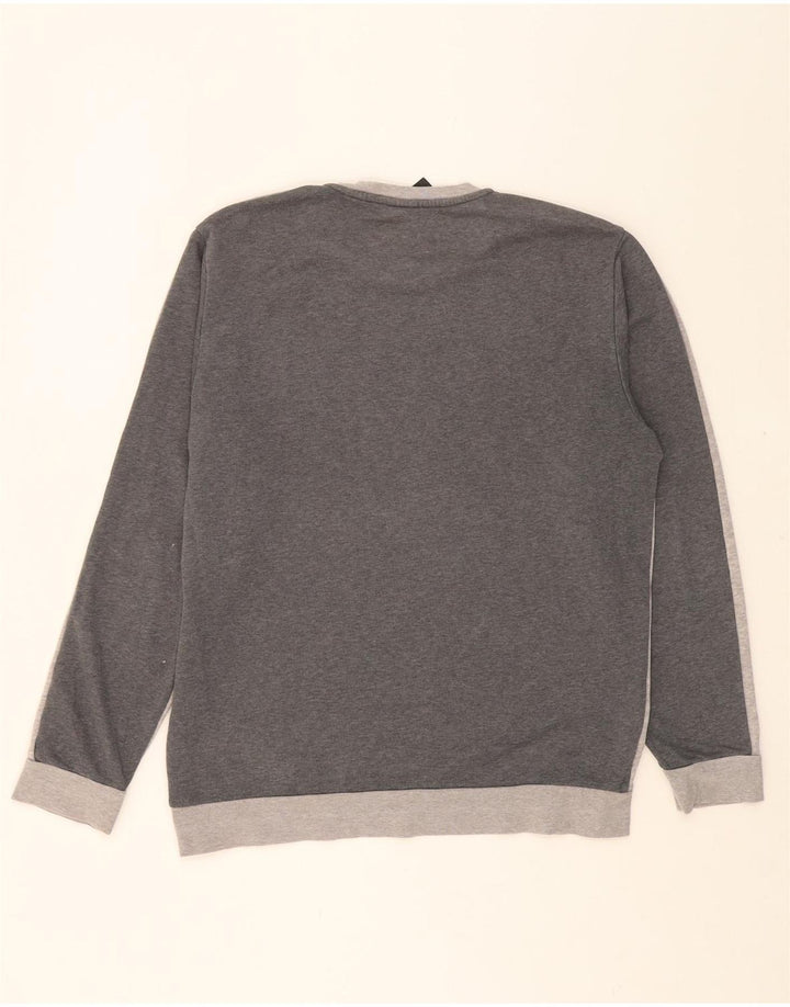 ADIDAS Mens Graphic Sweatshirt Jumper Large Grey Colourblock Cotton Vintage Adidas and Second-Hand Adidas from Messina Hembry 