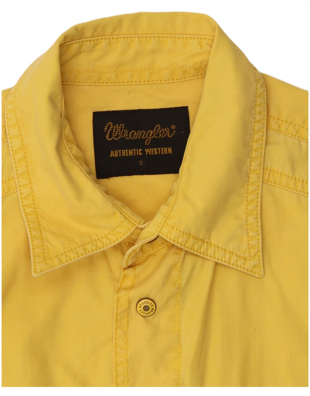 Wrangler Mens Short Sleeve Shirt Small Yellow Cotton